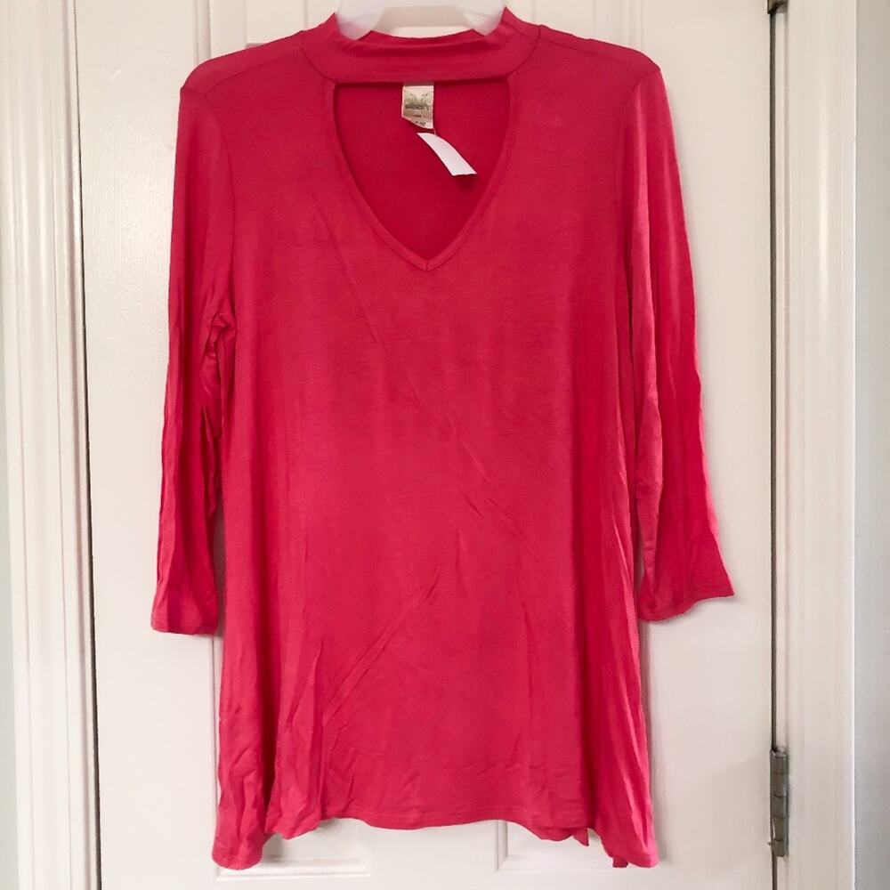 BRENDA'S • Pink 3/4 Sleeve Tunic Top Blouse